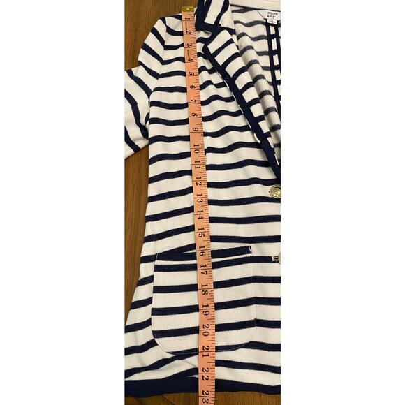 Crown & Ivy Navy White Breton Stripe Blazer Jacket Nautical Buttons Pockets (S) - Picture 11 of 11